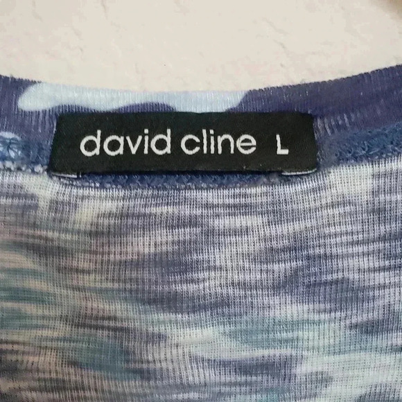 David Cline Studded V-Neck Blue Camo Dress - Picture 4 of 5